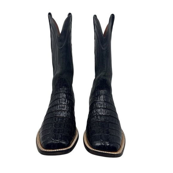 Black Jack B116 Caiman Tail Mens 9.5 EE Cowboy Boots Black leather croc western